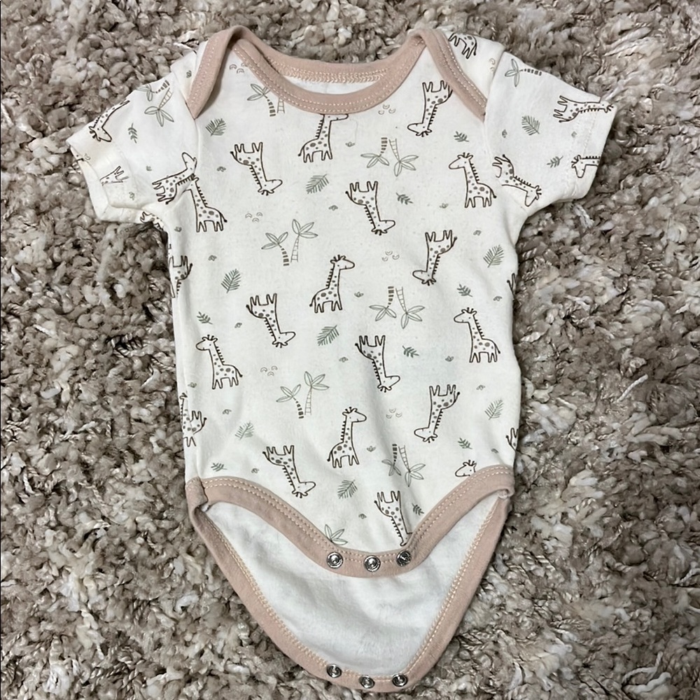 Cream and Brown Giraffe Print Bodysuit One Piece